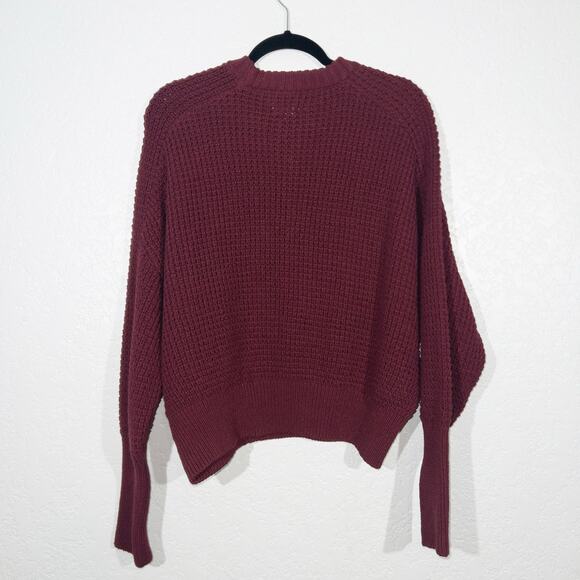 New Pilcro Wine Red Waffle Knit Sweater Size Medium‎ - Picture 6 of 7